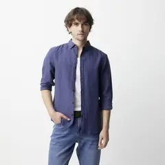 BASEMENT - Camisa Lino Casual Hombre