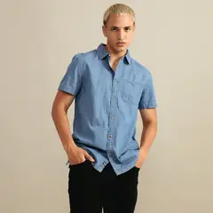 BEARCLIFF - Camisa 100% Algodón Casual Regular Fit Hombre