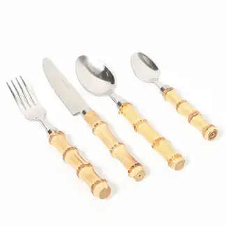 FALABELLA - Juego de Cubiertos 24 Piezas Bambú Capittana