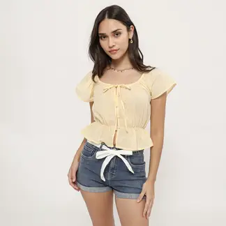 SYBILLA - Blusa Manga Corta Mujer