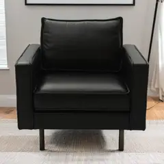 BASEMENT HOME - Sofá Ezra 1 Cuerpo De Cuero Negro