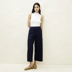 BASEMENT - Pantalón Wide Leg Tiro Alto Mujer
