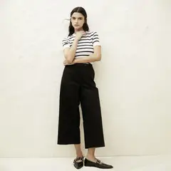 BASEMENT - Pantalón Wide Leg Tiro Alto Mujer