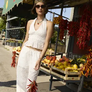 SYBILLA - Pantalón Straight Tiro Medio Mujer