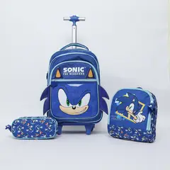 SONIC - Pack Mochila De Ruedas + Lonchera + Cartuchera Niño