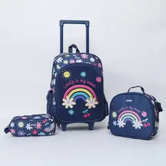 YAMP - Pack Mochila De Ruedas + Lonchera + Cartuchera Niña Niño