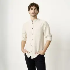 BASEMENT - Camisa Lino Casual Hombre