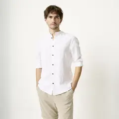 BASEMENT - Camisa Lino Casual Hombre
