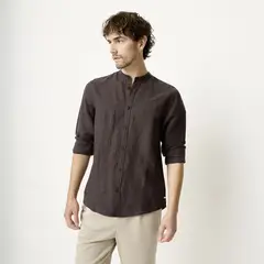 BASEMENT - Camisa Lino Casual Hombre