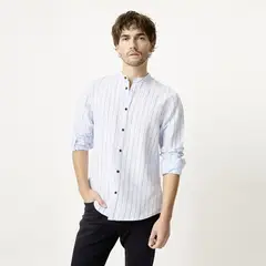BASEMENT - Camisa Lino Casual Hombre
