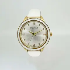 BASEMENT - Reloj Cuero Mujer Blanco + Estuche