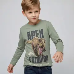 JURASSIC WORLD - Polo Niño Manga Larga Algodón