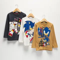 SONIC - Polo Niño Pack X3 Manga Larga Algodón