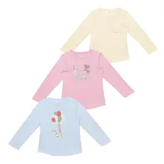 YAMP - Polo Niña Pack X3 Manga Larga Algodón