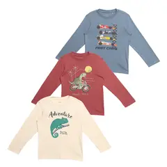 YAMP - Polo Niño Pack X3 Manga Larga Algodón