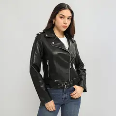 SYBILLA - Casaca Efecto Cuero Mujer