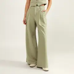 SYBILLA - Pantalón Wide Leg Tiro Alto Mujer