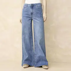 ELLE - Jean Wide Leg Tiro Medio Mujer