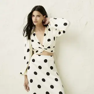 BASEMENT - Top Manga Larga Polka Dots Mujer Studio