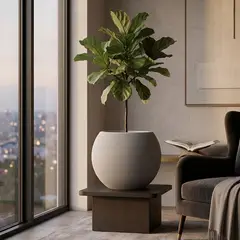 MICA - Maceta Rayas Gris Poliresina 37x30cm