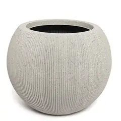 MICA - Maceta Rayas Gris Poliresina 37x30cm