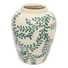 ROBERTA ALLEN - Jarrón Cerámica Hojas Verdes 17x14 cm