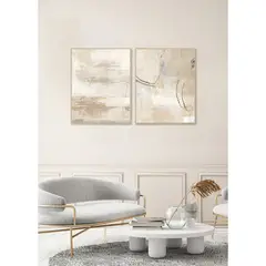 MICA - Set 2 Cuadros Abstracto Beige 50x40cm