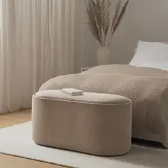 BASEMENT HOME - Puf Ovalado Beige 76x40x47cm