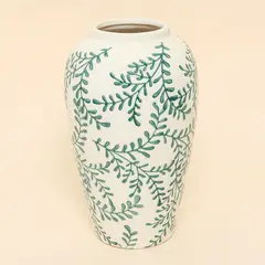 ROBERTA ALLEN - Jarrón Cerámica Hojas Verdes 30x18 cm