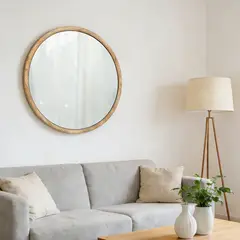 BASEMENT HOME - Espejo Redondo Madera 80cm