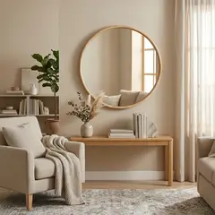 BASEMENT HOME - Espejo Redondo Madera 80cm