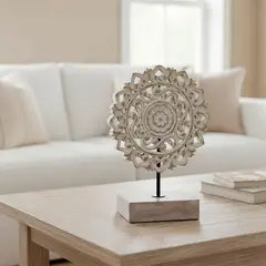 ROBERTA ALLEN - Adorno Flor Madera Blanca 20x29cm