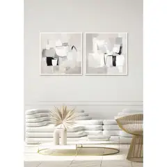 MICA - Set 2 Cuadros Abstracto Negro 40x40cm