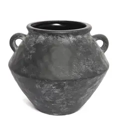 BASEMENT HOME - Jarrón Cerámica Negro 16x20 cm