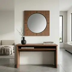 BASEMENT HOME - Espejo Redondo Madera 100cm