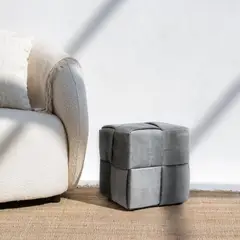 BASEMENT HOME - Puf Cuadrados Gris 41cm
