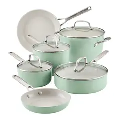 KITCHENAID - Juego de Ollas 10 Piezas Cerámica Pistacho