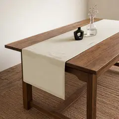 BASEMENT HOME - Camino de Mesa Algodón Lino Beige 35x180 cm