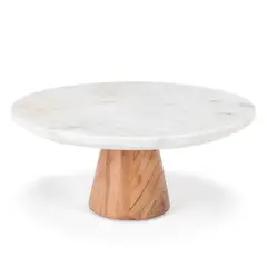 CASA CANTABRIA - Pedestal Mármol y Acacia 25 x 12.5 cm