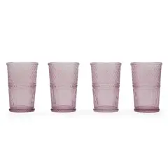 ROBERTA ALLEN - Set x4 Vasos Largos Labrado Rosado 350 ml