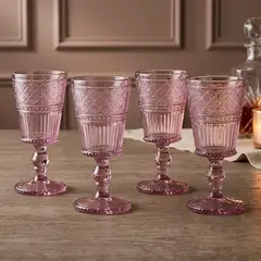 ROBERTA ALLEN - Set x4 Copas de Agua Labrado Rosado