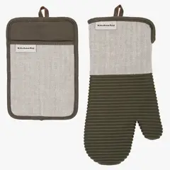 KITCHENAID - Set Guante y Porta Caliente Verde Oliva