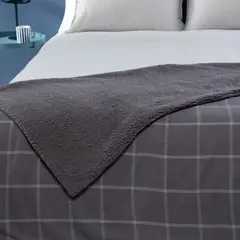 BENETTON - Manta Cuadros con Sherpa