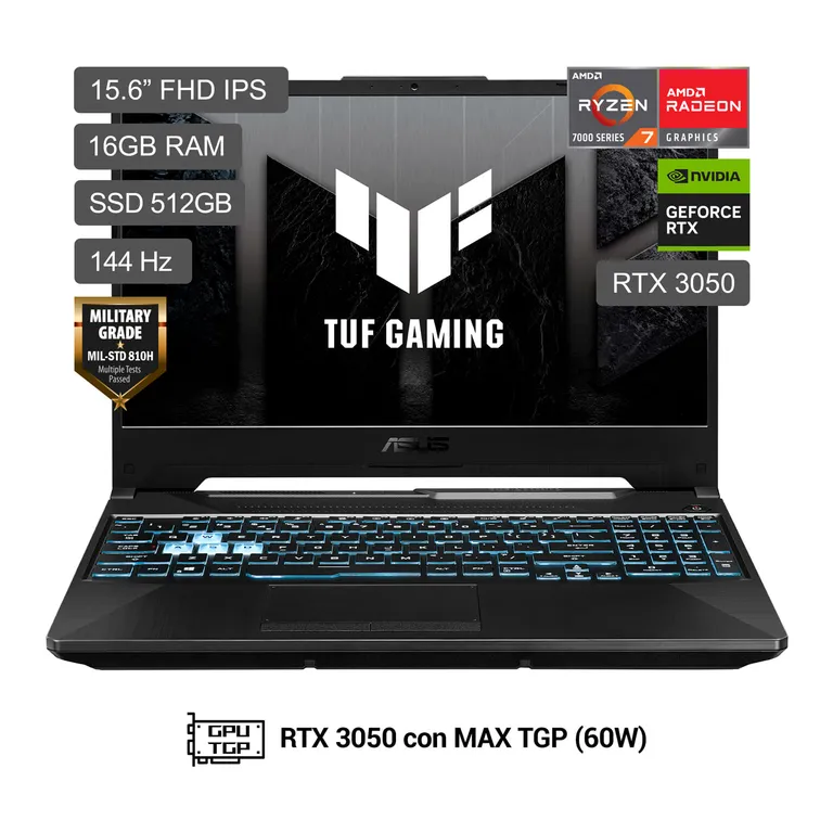 Laptop Tuf Gaming A15 Amd Ryzen 7 7445hs 16gb 512gbssd Rtx3050 15.6" Fhd