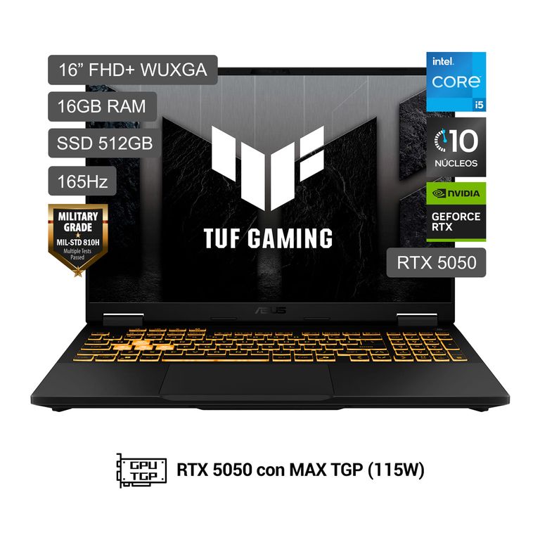 Laptop Tuf Gaming F16 Intel Core I5-13450hx 16gb 512gbssd Rtx5050 16" Fhd+