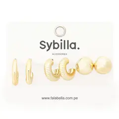 SYBILLA - Aretres Pack X3 Mujer
