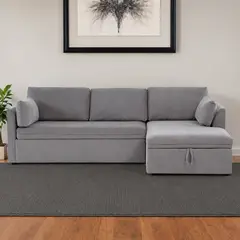 BASEMENT HOME - Sofá Cama Seccional Convertible William 3 Cuerpos Derecho 2 Plz con Almacenamiento