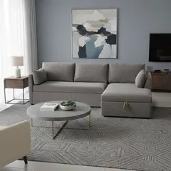 BASEMENT HOME - Sofá Cama Seccional Convertible William 3 Cuerpos Derecho 2 Plz con Almacenamiento