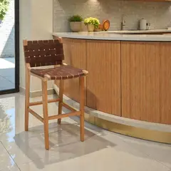 BASEMENT HOME - Silla De Bar Grand Mindi Trenzada Café