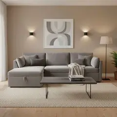 BASEMENT HOME - Sofá Cama Seccional Convertible William 3 Cuerpos Izquierdo 2 Plz con Almacenamiento